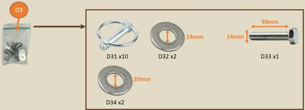 PdR - Screw kit for lifting the SRBC robot