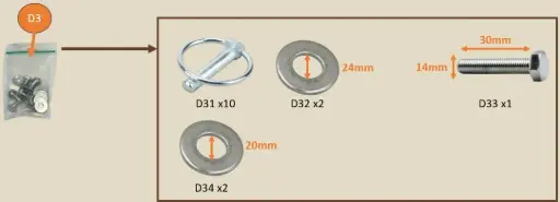 [Z7-KIV-2CV06003] PdR - Schroevenset voor het verhogen van de SRBC-robot